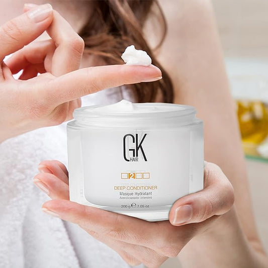 GK HAIR Global Keratin Deep Conditioner Masque (7.05 Fl Oz/200 g) Intense Hydrating Repair Treatment Mask for Dry Damaged Color Treated Frizzy Hair Restoration Formula with JOJOBA Seed Oils
